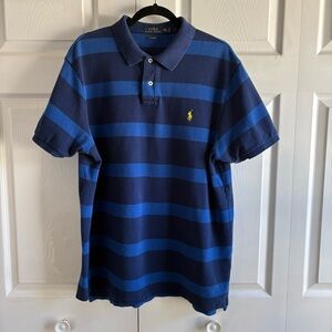 Polo Ralph Lauren Light Blue Wide Stripe Polo Rugby Shirt XXL Preppy Pony Logo